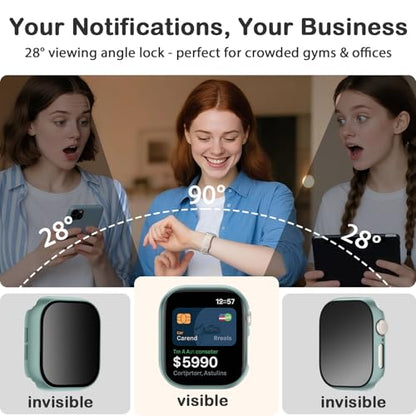 Adorve Privacy Case for Apple Watch Series 10/11 46mm Screen Protector, Anti-Spy Cover for iWatch Series 11 10 46 mm, 8 Pack, Black Clear Pink Starlight Rose Pink Pine Green Milk Tea Smoke Violet - size: 46mm for Series 11/10