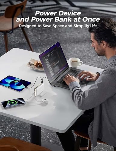 Portable Charger 50000mAh with Built-in Cables and AC Wall Plug, 22.5W Fast Charging Power Bank with LED Display for iPhone 17/16, Samsung, Android Devices, Camping, Road Trips and Travel, White - color: White