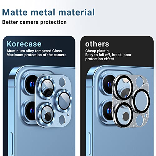 Korecase 2 Pack Designed for iPhone 13 Pro & iPhone 13 Pro Max Camera Lens Protector Metal Tempered Glass Camera Cover,Whole Piece 9H Strong Stickiness Rear Camera Lens Case Friendly - Black - color: Graphite