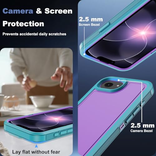 for iPhone 17e Case & iPhone 16e Case, Military-Grade Drop Protection Dual-Layer Rugged Shell with Screen Protector, Full-Body Non-Slip Shockproof Heavy Duty Protective Bumper Phone Cover (Purple) - color: Purple