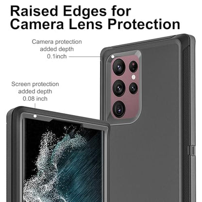 for Samsung Galaxy S22 Ultra Case with Self Healing Flexible TPU Screen Protector [2 Pack], 3 in 1 Full Body Shockproof Heavy Duty Case for Samsung S22 Ultra 5G (Black/Grey) - color: Black/Grey
