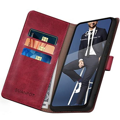 SUANPOT for Motorola Moto G Power 5G 2024 6.7" Wallet case with RFID Blocking Credit Card Holder,Flip Book PU Leather Protective Cover Women Men for Power 5G 2024 Phone case Red - color: Red