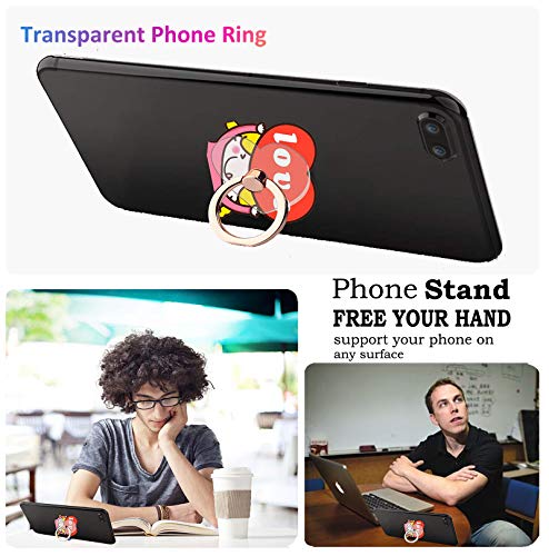 Transparent Heart Cell Phone Ring Holder Kickstand,360 Rotation Clear Heart Cell Phone Finger Ring Grip Stand for Phones,Pad