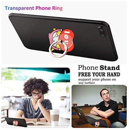 Transparent Heart Cell Phone Ring Holder Kickstand,360 Rotation Clear Heart Cell Phone Finger Ring Grip Stand for Phones,Pad