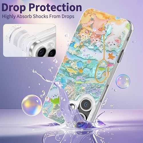 Compatible with iPhone 17 Case,with [Soft Slim][Camera Protection] Cute Fishing Cats Shiny Aesthetic Phone Cover Anti-Yellowing Shockproof Protective Cover for Women Girl - color: Fishing Cats, size: iPhone 17