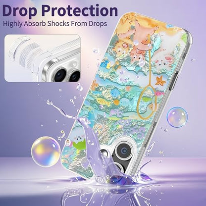 Compatible with iPhone 17 Case,with [Soft Slim][Camera Protection] Cute Fishing Cats Shiny Aesthetic Phone Cover Anti-Yellowing Shockproof Protective Cover for Women Girl - color: Fishing Cats, size: iPhone 17