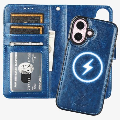 Bocasal for MagSafe Wallet Case Card Holder for iPhone 16, Blue - color: Blue for MagSafe