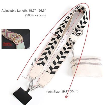 Clip and Go Strap with Wallet for Phone Lanyard Crossbody, Beige - color: Beige