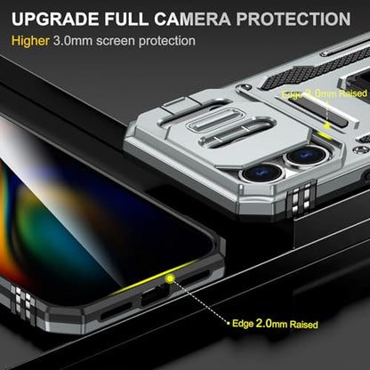 Shockproof Phone Case Compatible with iPhone 17 Pro Case with Kickstand & HD Screen Protector & with Camera Cover Dual-Layer Military-Grade Drop Protection Phone Case (Gray) - color: Grey, size: iPhone 17 Pro 【6.3 inch】