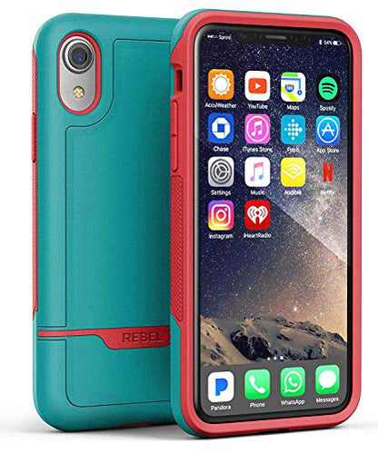 ENCASED Protective iPhone XR Case (Military Grade) Full Body Heavy Duty Protection (2018 Rebel Armor) (Ocean Teal Pink) - color: Teal