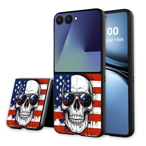 for Z Flip 7 Case Ultra Thin 1.2mm Matte Hard PC Phone Cover- Anti-Scratch Anti-Fingerprint Slim Fit Shockproof Protection Cover for Samsung Galaxy Z Flip 7 Case,American Flag Skull - color: American flag skull