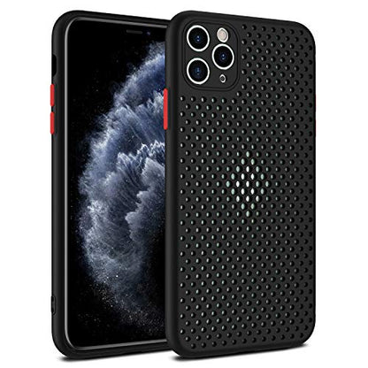 Heat Dissipation Phone Case, New Breathable Hollow Cellular Hole Heat Dissipation Case Full Back Camera Lens Protection Ultra Slim TPU Case Cover (Black, Compatible with iPhone 11 Pro) - color: Black, size: iPhone 11 Pro