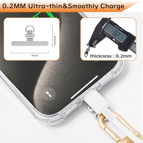 Phone Tether Tab, 360° Rotation Ultra-thin 0.2mm Bending Design Universal Stainless Steel Phone Lanyard Tab Without Adhesive,Metal Phone Lanyard Replacement Patch for Cell Phone (Silver) - color: F