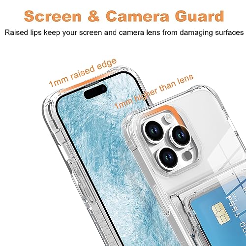 Wallet Case for iPhone 15 Pro Max with 3 Credit Card Holder Slot | Shockproof Hybrid Heavy Duty Protection Clear Phone Cover Compatible with 15 Pro Max 6.7 Inch 2023 - color: Clear, size: iPhone 15 Pro Max