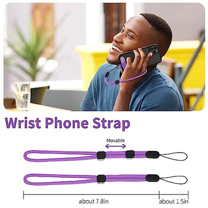 CACOE Phone Lanyard, Dark Purple, 2 Pcs - color: Dark Purple, size: 30"（Neck Strap×1）+8"（Wrist Strap×1）