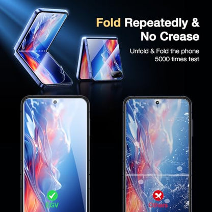 【2+2+2】EGV for Samsung Galaxy Z Flip 7 Screen Protector, [Strengthen Crease Test] Self-Healing Soft TPU Screen Protector for Galaxy Z Flip 7+ Front Tempered Glass + Camera lens Protector,Anti Scratch - size: Galaxy Z Flip 7