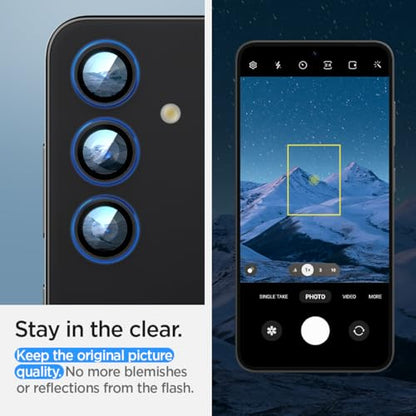 Spigen Camera Lens Screen Protector [GlasTR EZ Fit Optik Pro] Designed for Galaxy S24 Plus / S24 FE [Case Friendly] - Black [2 Pack] - color: Black