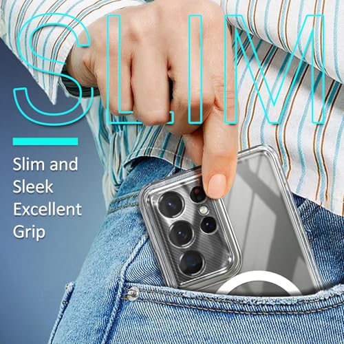 YZB Magnetic for Samsung Galaxy S21-Ultra Case, Clear | Compatible with MagSafe | Slim Fit Lightweight Shockproof, Military-Grade Protection, Yellowing Resistant Scratch-Resistant Back - color: Crystal Clear, size: Galaxy S21 Ultra
