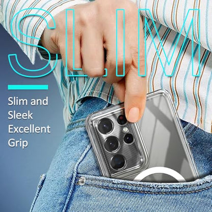 YZB Magnetic for Samsung Galaxy S21-Ultra Case, Clear | Compatible with MagSafe | Slim Fit Lightweight Shockproof, Military-Grade Protection, Yellowing Resistant Scratch-Resistant Back - color: Crystal Clear, size: Galaxy S21 Ultra
