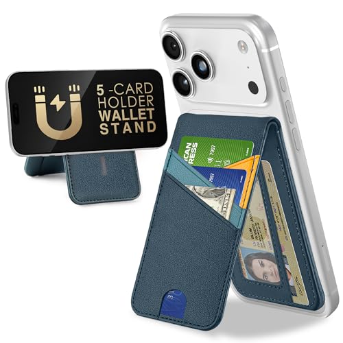 for MagSafe Wallet Magnetic iPhone Card Holder with Adjustable Stand - color: Drak Blue