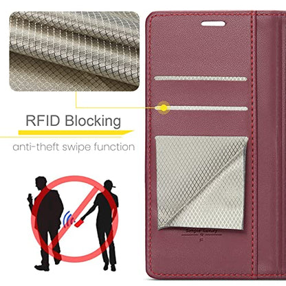 FLIPALM Wallet Case for Samsung Galaxy S20 FE 5G, Rose Red | Card Holder, RFID Blocking, PU Leather Folio Flip, Kickstand, Protective Shockproof Cover - color: Rose Red
