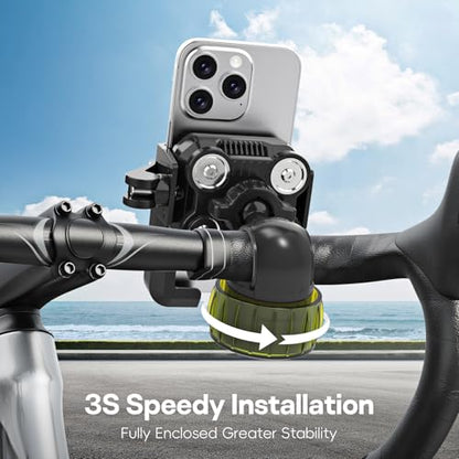 Motorcycle Phone Mount with Vibration Dampener - [No Block Camera] [1s Lock] Bike Phone Holder for 4.7"- 7" Cellphones - 2025 Powersports Electrical Device Mounts, Handlebar Holder for Scooter ATV