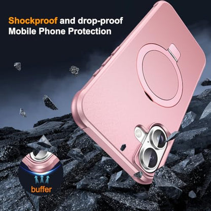 SKYLMW Compatible with iPhone 17 Case with Stand,Rose Gold | iPhone 17 Phone Case 6.3",Magnetic Ring Stand,Compatible with MagSafe,Military-Grade Protection,Great Grip Feeling - color: Rose Gold, size: Iphone 17