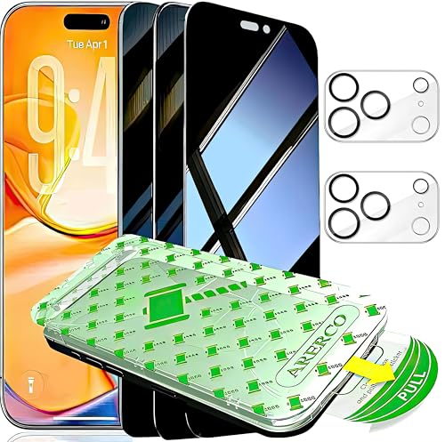 3 Pack for iPhone 17 Pro Privacy Screen Protector +2 Lens Cover - size: iPhone 17 Pro (6.3 inch)