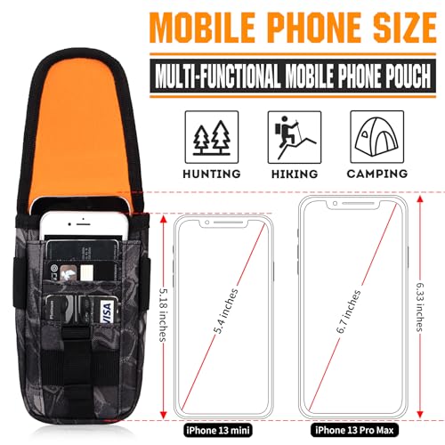 Tactical Phone Holster Pouch Case, Molle Gadget Bag Molle Attachment Belt Holder Waist Bag for 4.7"-6.9" with US Flag Patch for iPhone 18 Pro Max/17 Pro/16 Pro/15 Pro - color: Python Pattern