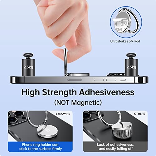 Syncwire Cell Phone Ring Holder Stand, 360 Degree Rotation Finger Ring Kickstand with Polished Metal Phone Grip for Magnetic Car Mount Compatible with iPhone, Samsung, LG, Sony - Silver - color: Silver, size: 1 Pack