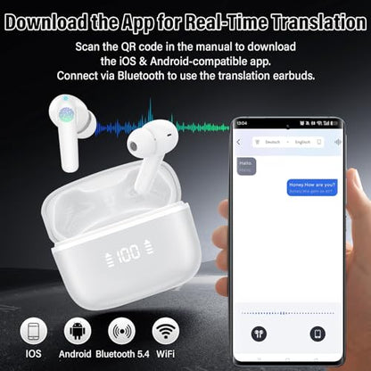Wireless Earbuds, Bluetooth 5.4 Headphones 48H Playtime Ear Buds, Bluetooth Earbuds Stereo with LED Display, Clear Call, IPX7 Waterproof in Ear Earphones with ENC Mic for Phones/Sports/Laptop, White - color: White