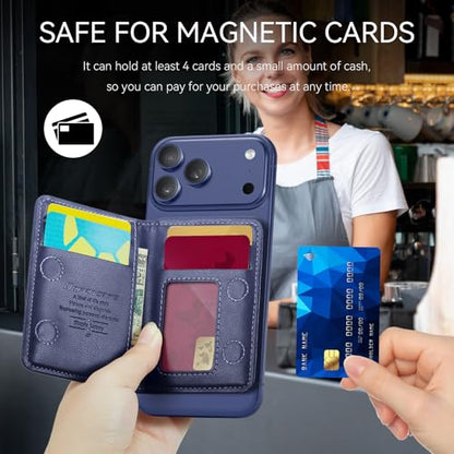 Defencase for Magsafe Wallet Magnetic Card Holder RFID Blocking, Navy Blue - color: Fashion Navy Blue