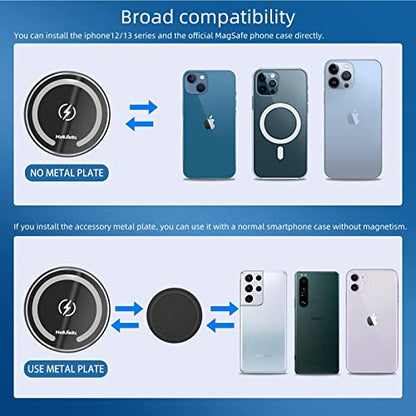 MAGJIEYX for Magsafe Car Mount Charger for Magnetic Wireless Charging for iPhone12/13/14/15/16Pro,Pro Max,Plus,Mini,Vent&Dashboard Strong Magnets Phone Holder with Fast 36W QC 3.0 Adapter - color: Light Black