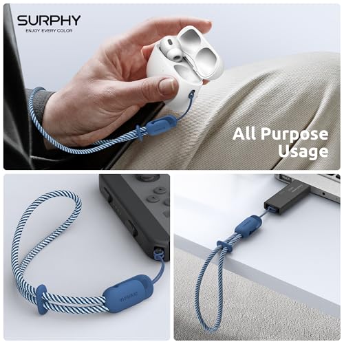 SURPHY 2 Pack Phone Lanyard, Phone Wrist Strap for Case, Camera Wrist Strap - color: Blue Jay & Gray