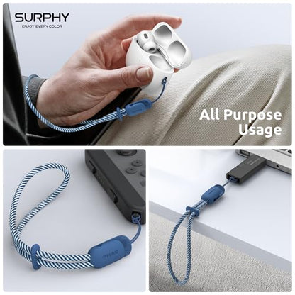 SURPHY 2 Pack Phone Lanyard, Phone Wrist Strap for Case, Camera Wrist Strap - color: Blue Jay & Gray