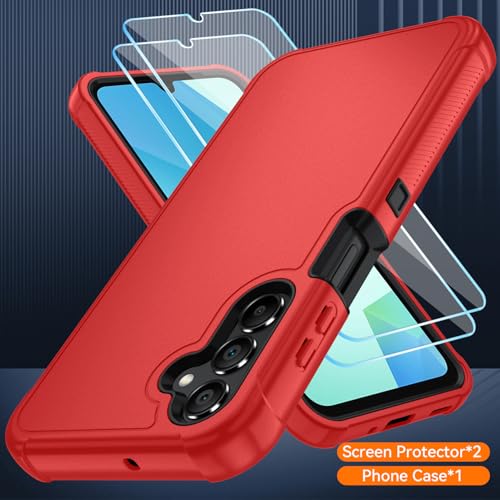for Samsung Galaxy A16 5G Case : 3-Layer Shockproof Phone Cover with HD Screen Protector,Hybrid Protective Military-Grade Drop Protection for Galaxy A16 5G Phone Case (Bright Red/Black) - color: Bright Red/Black