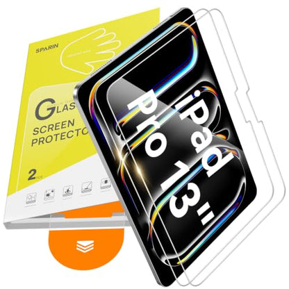 SPARIN 2 Pack Screen Protector for iPad Pro 13 inch M5/M4 (2025 & 2024) | Tempered Glass with Easy Application Tray, Case Compatible, Anti-Scratches, High Definition - size: iPad Pro 13" 2025/2024