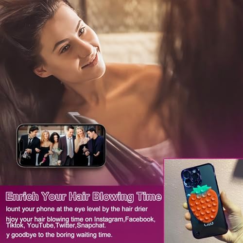 Suction Phone Grip, Strong Suction - Selfies on Mirror/Bathroom，Strawberry/Heart - color: Strawberry shape, Heart shape