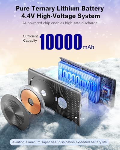 Aaoyun Magnetic Portable Charger 10000mAh, 15W Wireless & 22.5W PD Fast Charging Battery Pack, USB-C in/Out, Ultra-Strong Magnet for iPhone 17/16/15/14/13/12 Series, Black