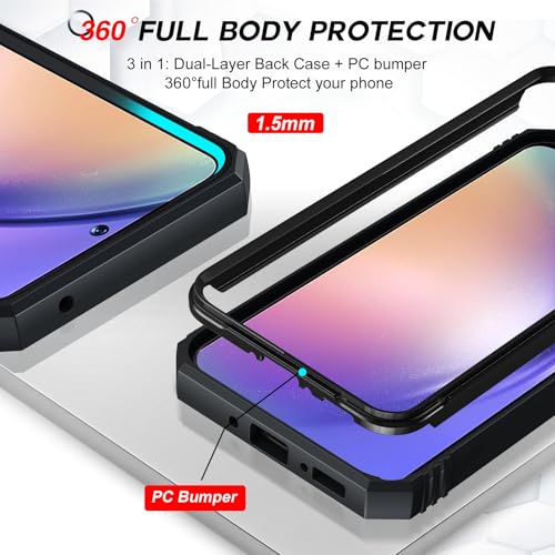 LeYi for Galaxy A54-5G Phone Case Military-Grade Shockproof, Black - color: Black, size: Galaxy A54 5G (6.4'')