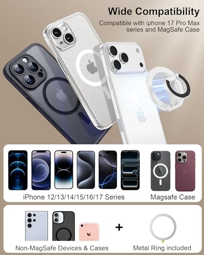Magnetic Phone Ring Holder for iPhone 17 Pro Max/17Pro/Air/17/16 Pro/15/14 - color: White