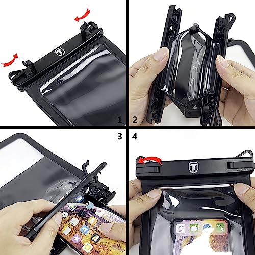 Extra Large Waterproof Phone Pouch Bag Case for Samsung Galaxy S25 Ultra S24 Plus S23 Note 20 A36 A35 A16 A15 iPhone 16E 16 Pro Max [Up to 10"] [2-Pack] IPX8 Vacation Cellphone Dry Bag-Clear