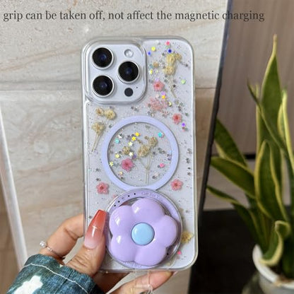 Lovely Flower Shape Phone Grip Compatible with Magsafe, Purple