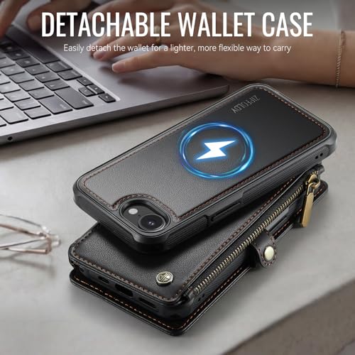 for iPhone 17E - Phone Case Wallet Magnetic Detachable, Black - color: Black, size: iPhone 17e
