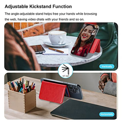 Bocasal for MagSafe Card Wallet for iPhone, Red - color: Red