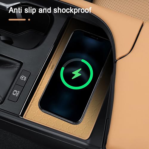 Center Console Mat Wireless Charging Mat Compatible with Lexus ES ES250 ES300h 2022 2023 2024 Car Non Slip Wireless Charger Silicone Cover Pad (Brown) - color: Brown