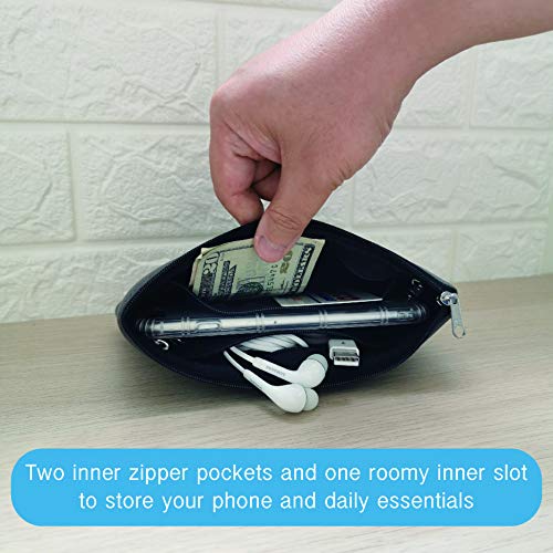 Tainada Men Women Horizontal Cell Phone Neoprene Shockproof Zipper Carry Case Bag Pouch with Belt Loop Holster & Carabiner Compatible with Most of iPhone, Android Phones (Black) - color: Black