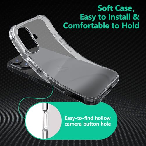 ONES Clear Case for iPhone 16 Plus Anti-Yellowing Crystal Clear Case, Military-Grade Shockproof Slim Transparent Phone Cover with Camera Guard - size: iPhone 16 Plus