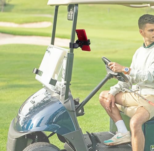 Phone Holder with Clamp for Golf Cart Universal Phone Mount Holder for Bicycle, Wheelchair, Stroller Mic Stand Phone Holder - style: Screw Adjustable Holder (0.6"-3.9" Width)
