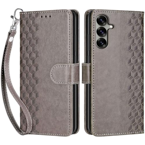 for Samsung Galaxy S25 Wallet case, Gray-Cube | 3 Card Holders, Kickstand, Shockproof TPU Shell, PU Leather, Magnetic Closure, Protective Flip Folio Cover, Women - color: 10